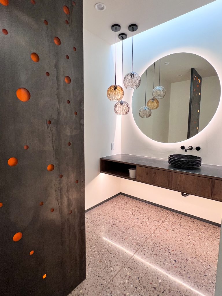 Modern floating bathroom vanity. 